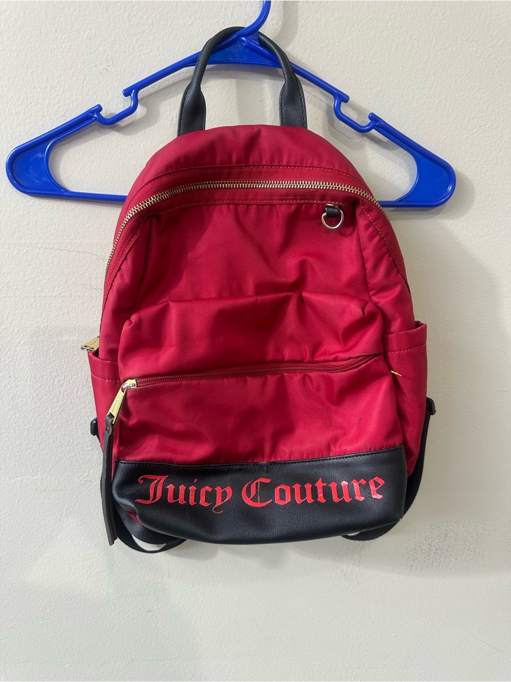 Juicy Couture Red Nylon Mini Backpack with Black Trim